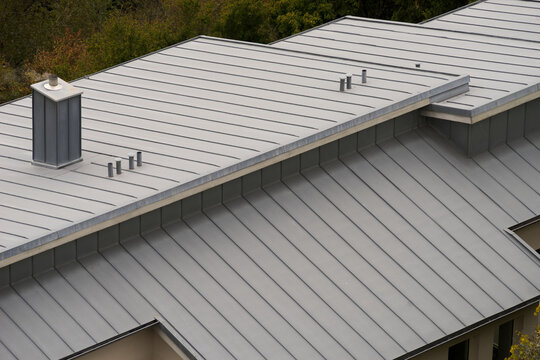 Architecture modern roof made of titanium zinc bird's eye view
