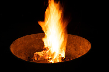 Close-Up Of Fire Against Black Background