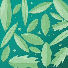 Green leaves pattern background vector illustration.