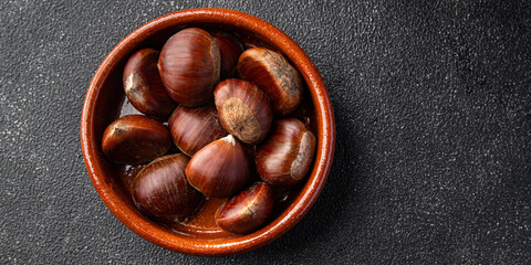edible chestnuts delicious snack healthy meal food snack diet on the table copy space food background rustic top view