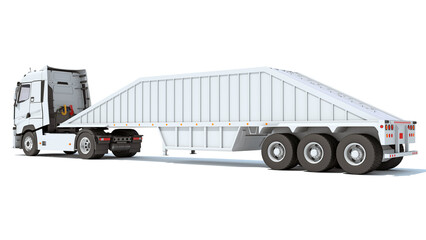 Truck with Bottom Dump Trailer 3D rendering on white background © 3D Horse