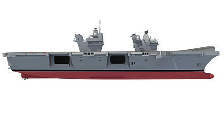 Aircraft Carrier military vessel 3D rendering on white background