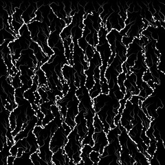 Flowing white particles on black background. Illustration.