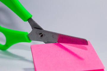 Metal scissors with green plastic parts
