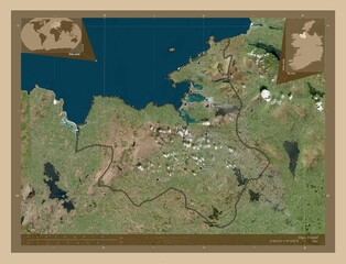 Sligo, Ireland. Low-res satellite. Labelled points of cities