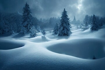 Winterliche Schneelandschaft mit einem Wald im Hintergrund © Dieter Holstein