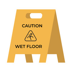 Wet floor yellow sign. Vector illustration.