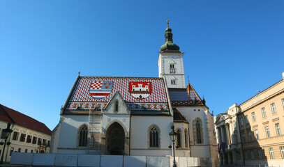 Fototapeta na wymiar Church of St. Mark A famous place in Zagreb, Croatia