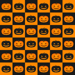 Vector illustration of creepy pumpkin faces.  Seamless pattern.