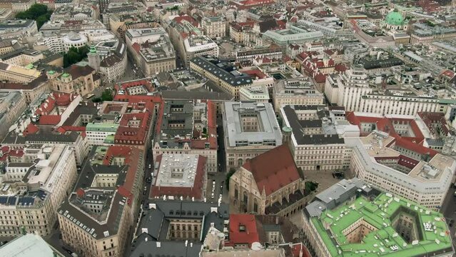 Beautiful aerial establishing shot of the city of Vienna, Austria
