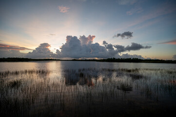 Colorful sunrise over Nine Mile Pond in Everglades National Park, Florida.