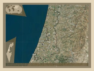 HaMerkaz, Israel. High-res satellite. Major cities