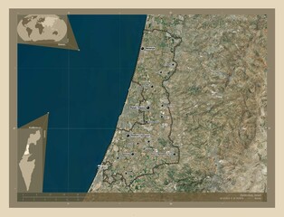 HaMerkaz, Israel. High-res satellite. Labelled points of cities