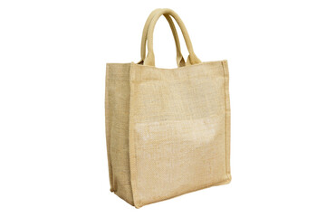 Cloth bags are used to reduce the use of plastic bags on a white background. Concept to reduce global warming, reduce plastic waste, zero waste. Soft and selective focus.

