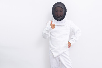little girl in a fencing suit