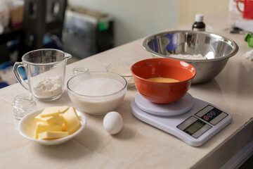 Ingredients to prepare bread on the counter of a Mexican kitchen