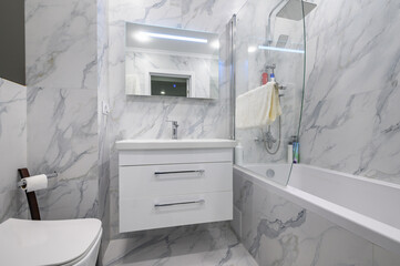 Modern white marble bathroom interior