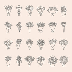 Bouquet flowers. Stylized floral collection with decorative bouquet recent vector plants present or gifts pictures © ONYXprj