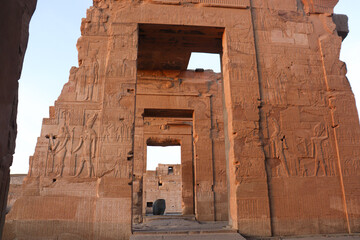 Beautiful decorated gateways at Kom Ombo temple in Aswan, Egypt 