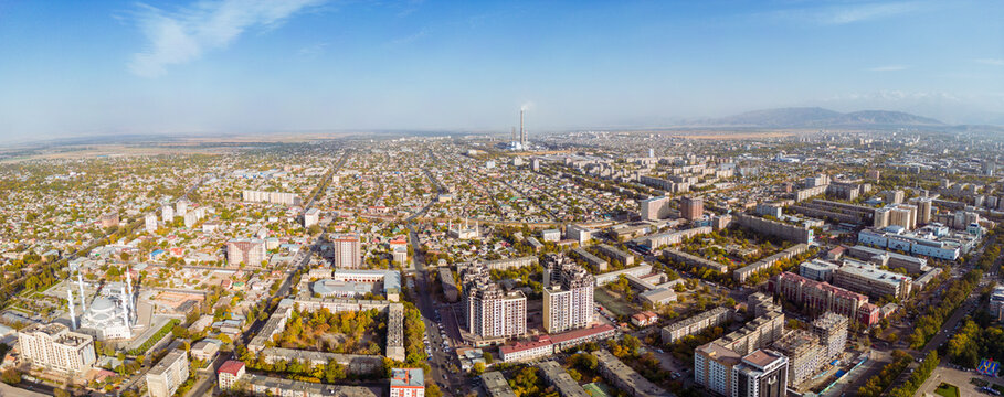 Panoramic Aerial View Of Bishkek City Kyrgyzstan