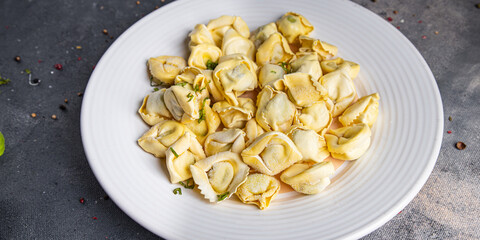tortellini fish stuffed meal food snack on the table copy space food background vegetarian food