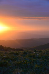 morning sun and mountain