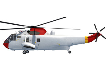Fototapeta na wymiar Helicopter 3D rendering on white background