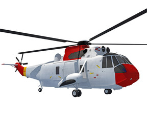 Helicopter 3D rendering on white background