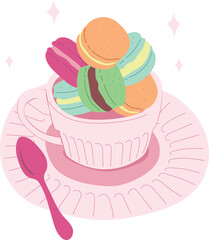 Isolated Macaron in Cup Illustration
