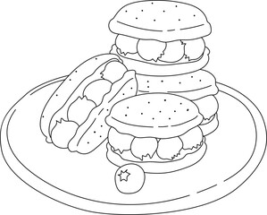 Line Macaron in Cup Illustration