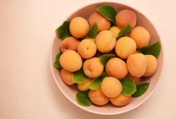 Fresh ripe sweet apricots, summer or autumn farm harvest, healthy diet vegetarian food, selective focus, shallow DOF