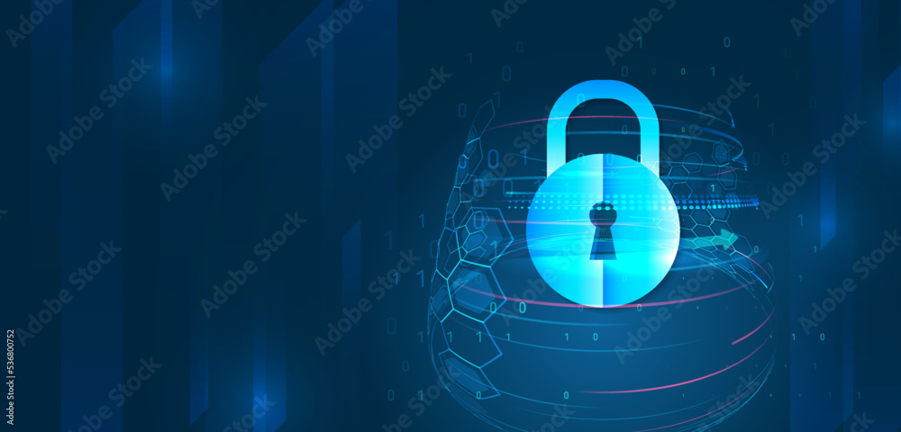 Aufkleber Data protection, privacy, and internet security concept. Hi-tech various background. Cyber security for business and internet projects. Vector illustration of data security services.