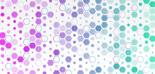 Wide Sci fi template with polygons. Abstract hexagons science on the white background. Hi-tech digital technology and engineering concept.