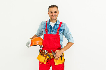 construction workers on a white background