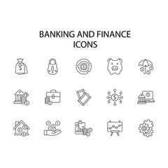 banking and finance thin line icons. Vector illustration isolated on white. Editable stroke