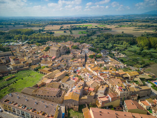 Peralada small medieval Spanish town on the Costa Brava in Girona aerial images castle winery