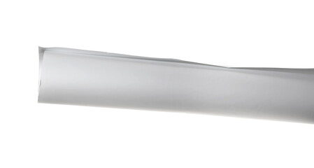 Open white hard paper roll isolated  