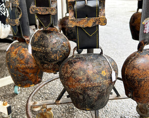 rusty gigantic Swiss cow bells