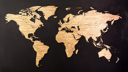 World map in cardboard and scrapbooking for ecology and environmental protection