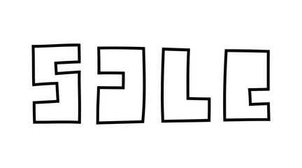 Sale lettering vector quote. Hand drawing phrase. Decor menu or slogan. Design typographic sketch. Decoration modern saying. Ads calligraphy text. Black