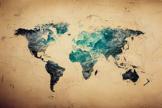 Stylish and modern world map, artistic for decoration and poster