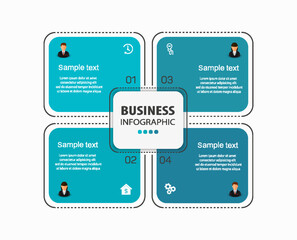 Obraz premium Infographic template with 4 options, workflow, process chart. Can be used for workflow layout, diagram, annual report, web design, steps or processes 