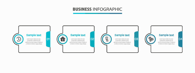 Infographic template with 4 options, workflow, process chart. Can be used for workflow layout, diagram, annual report, web design, steps or processes 