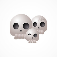Halloween skull decoration vector 3d illustration