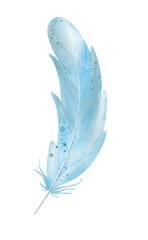 Watercolor blue boho feather