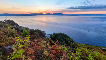 Obraz premium Dawn over the sea from Finisterre cape, Galicia, Spain