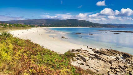 Fototapeta na wymiar Llagosteira or Langosteira beach, Fiesterra village, A coruna province, Galicia, Spain