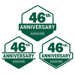 Set of 46 years Anniversary logotype design. 46th birthday celebration logo collection. Set of anniversary design template. Vector illustration. 