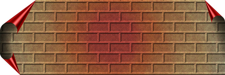 brick pattern color gradation background with page curl and PNG formats