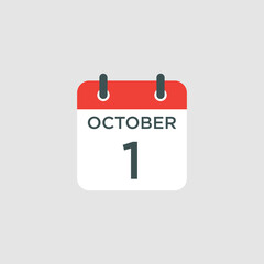 calendar - October 1 icon illustration isolated vector sign symbol